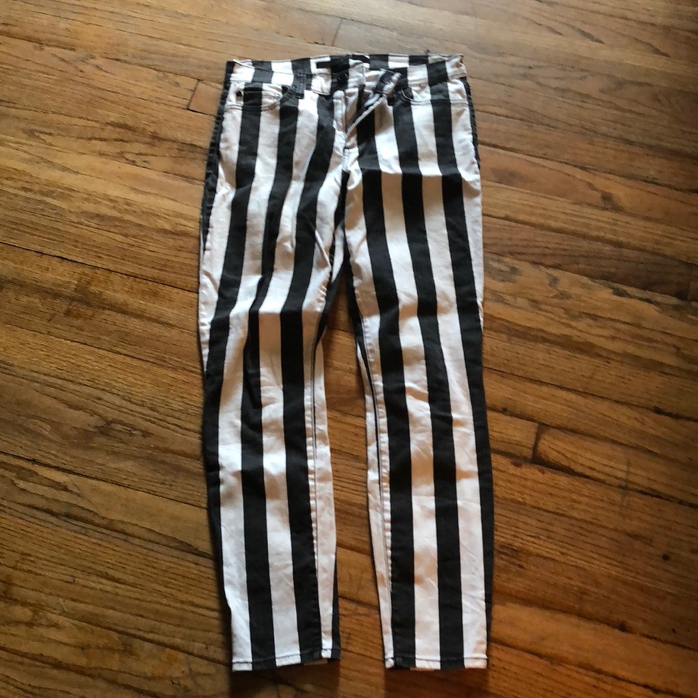 Black and White Striped Joes Jeans